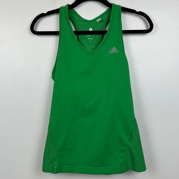 Adidas Womens Racerback Striped Seamless Built-In Bra Gym Green Tank Top Small - Picture 1 of 11